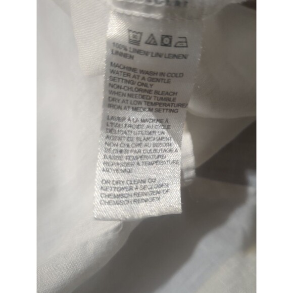Saks Fifth Avenue Blouse XL 100% Linen Button Front Shirt - Picture 8 of 9